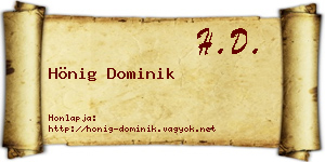 Hönig Dominik névjegykártya